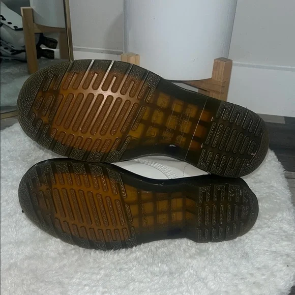 White Lace-Up Dr. Martin Boots with Black Trim - Picture 5 of 6